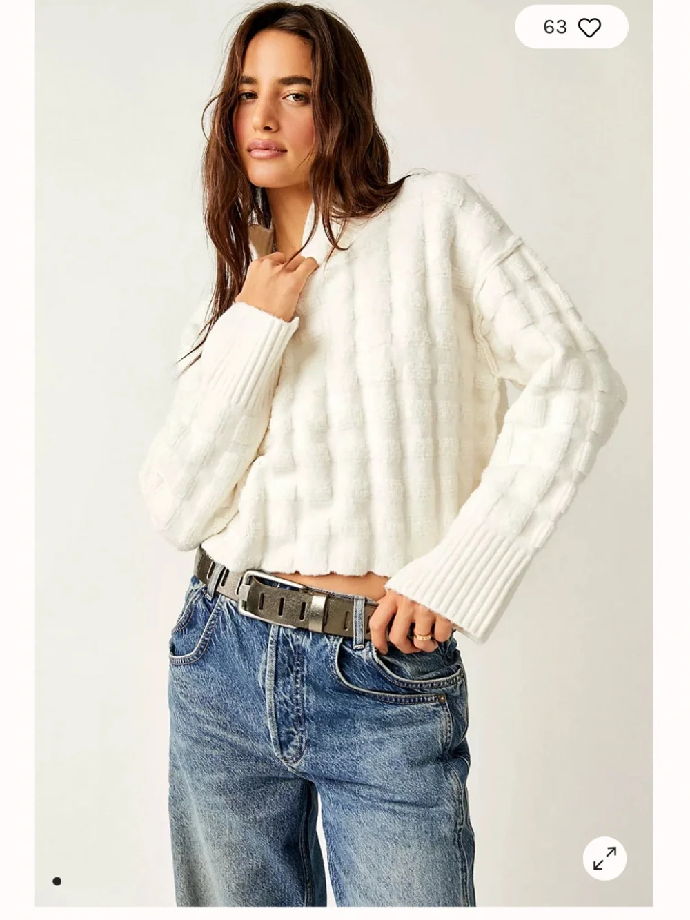 Free People NWT We The Free Care FP Soul Searcher Moc Sweater textured Ivory XS